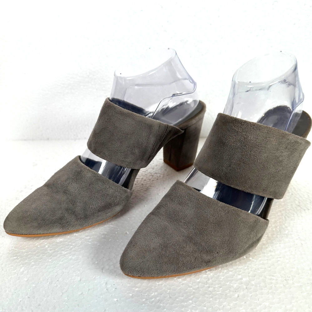 Able Joselyne Gray Suede Slingback Heels Women's 9.5 Pointed Toe 3.25" Heel